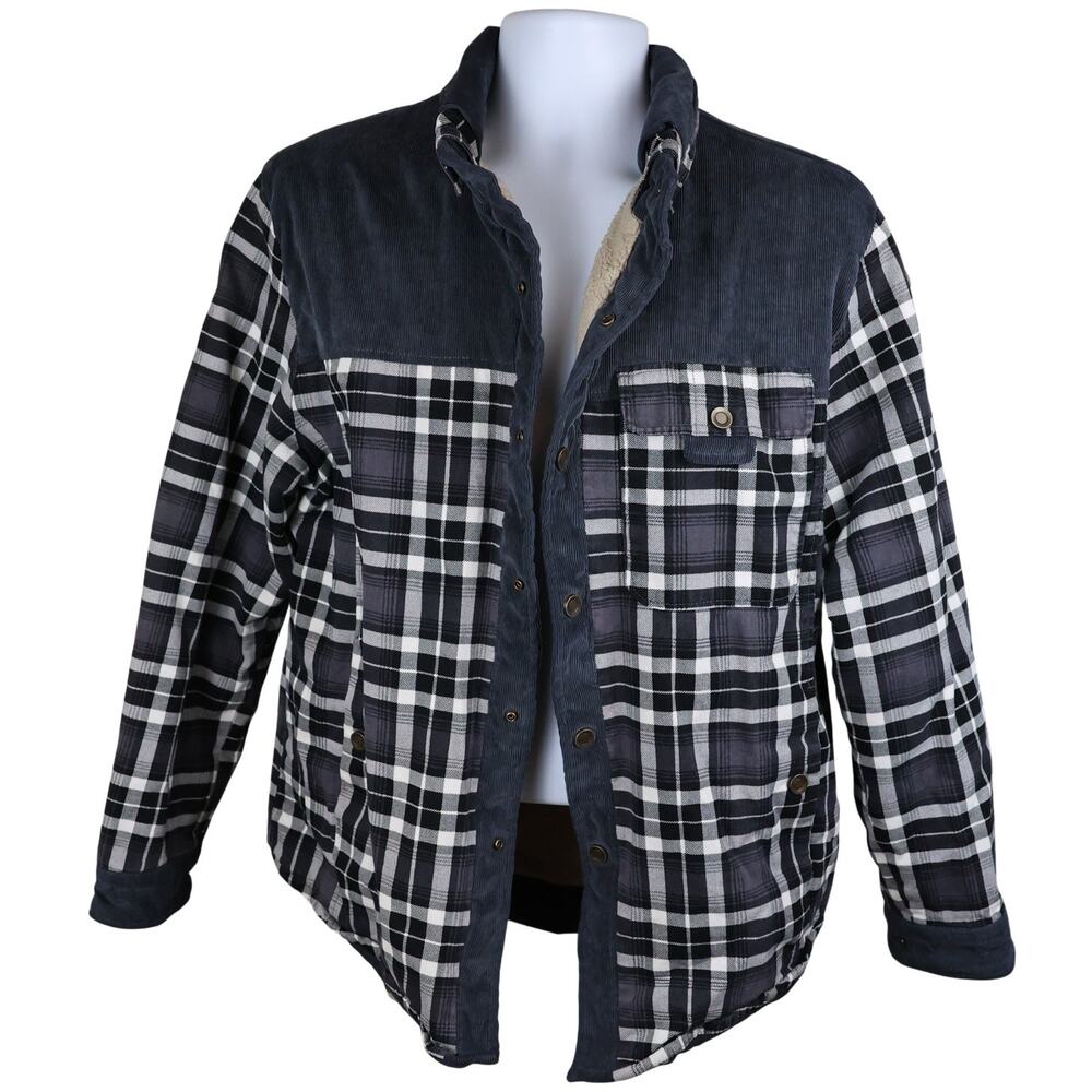 Zaitun Men’s Plaid Sherpa Lined Flannel Jacket Snap Button Winter Coat S
